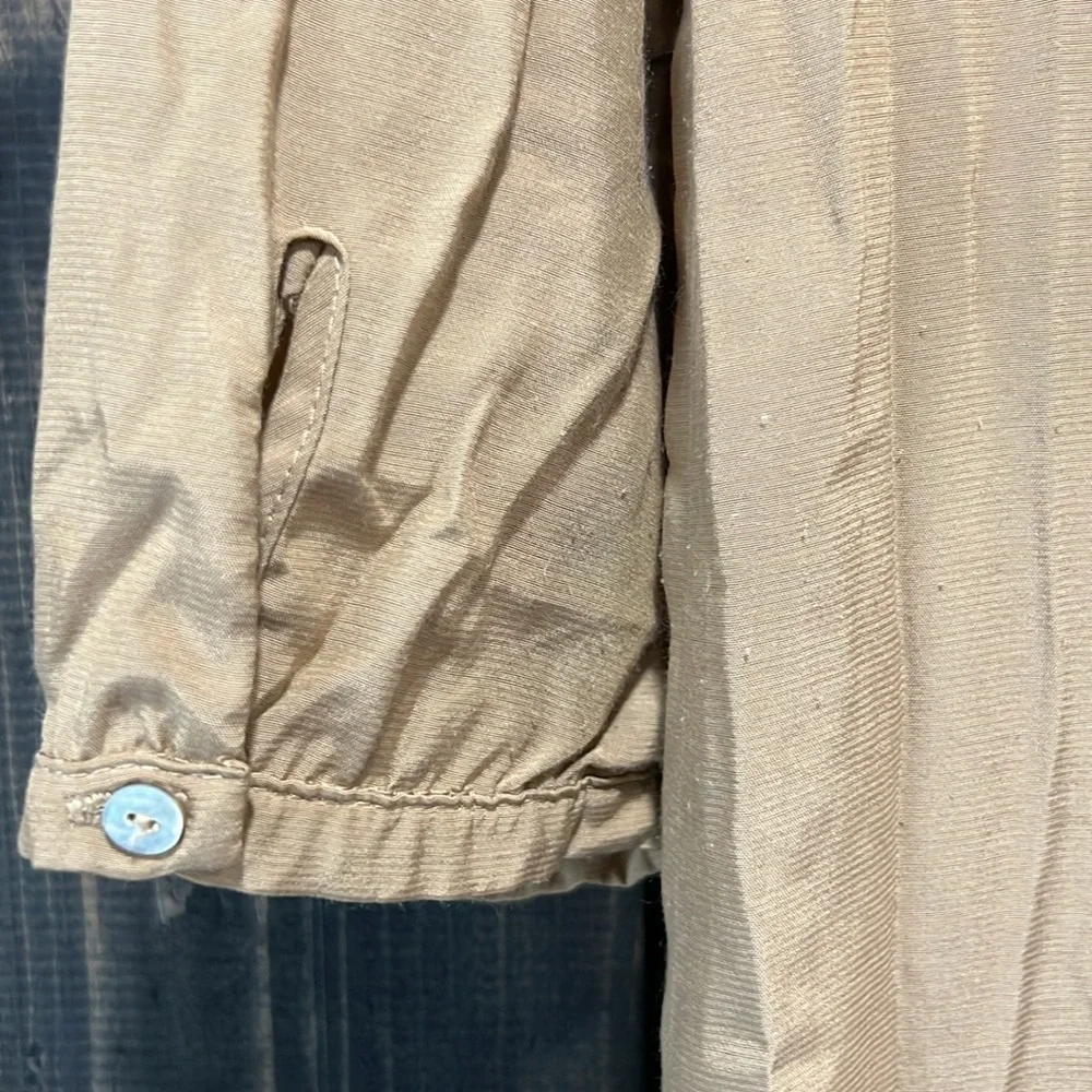 Zara Woman Khaki‎ Ruffle Mini Dress M Cinch Waist Neutral Minimalist Goblincore